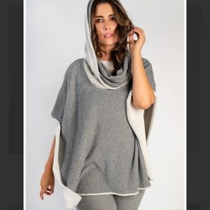 Heidi Hess mesh me up one size shawl hooded poncho woven oatmeal 100% cotton OS